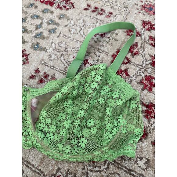 Adore Me Women's Mint Green Floral Shimmer Shine Unlined Demi Bra Size 44DD - Picture 2 of 7